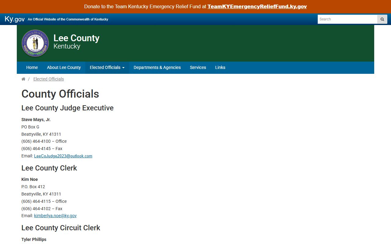 Lee County court records elected officials directory