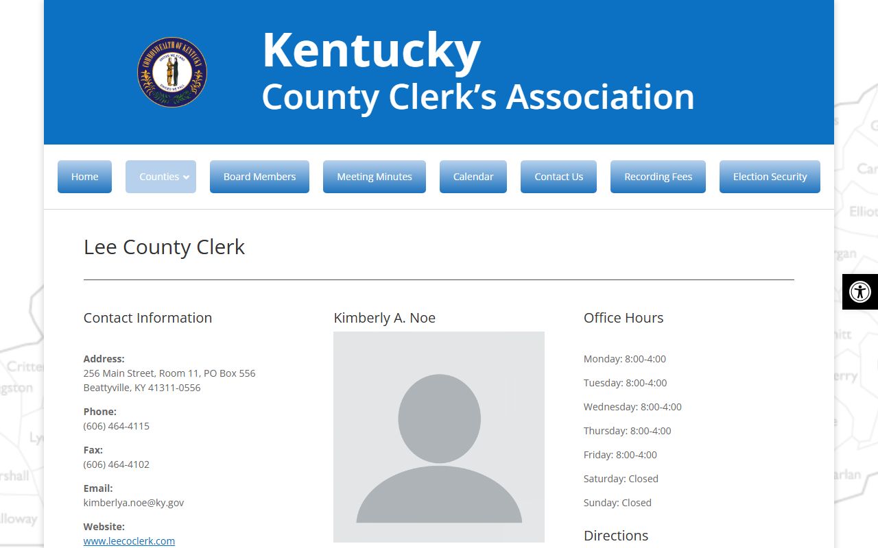 Lee County marriage records clerk directory