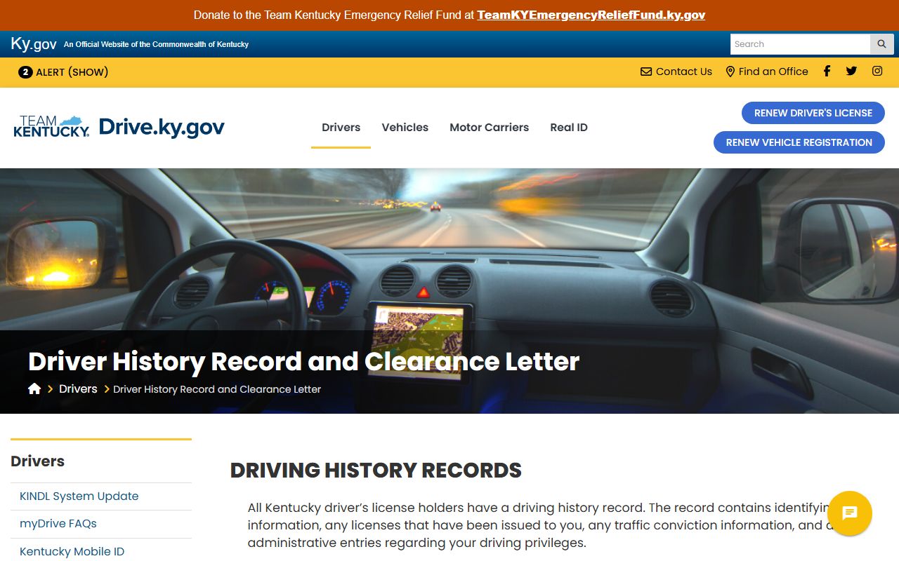Lee County traffic court records Kentucky driver history record information