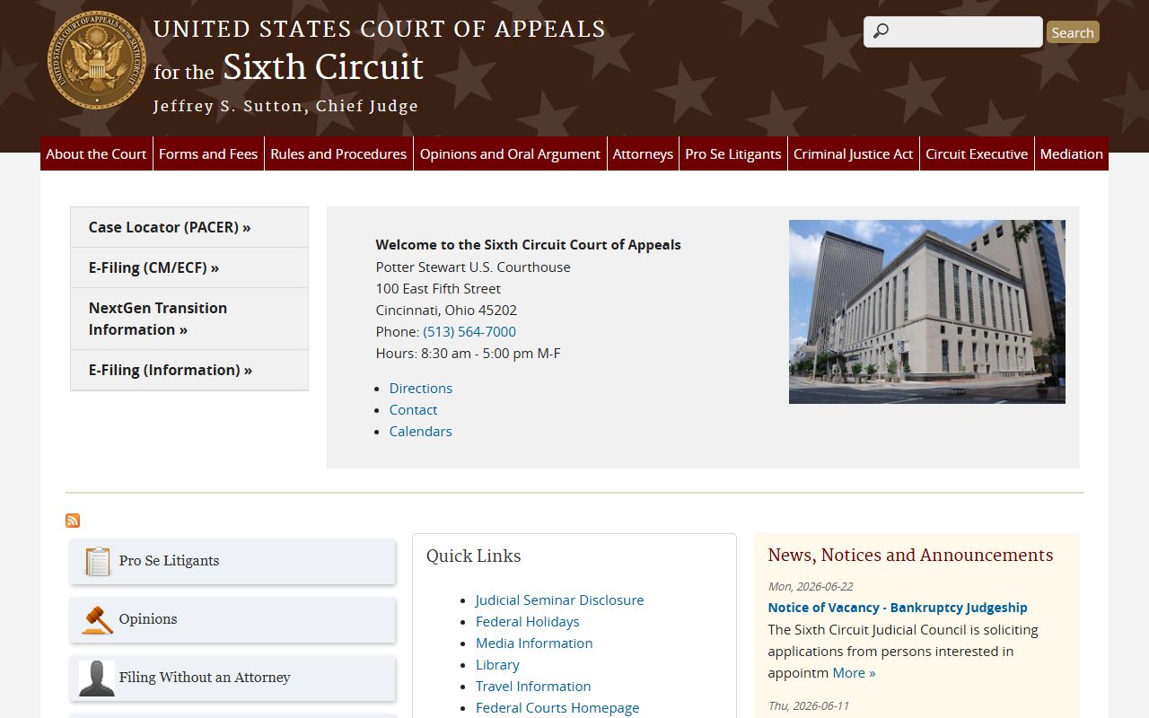 Lee County warrant records Sixth Circuit Court of Appeals